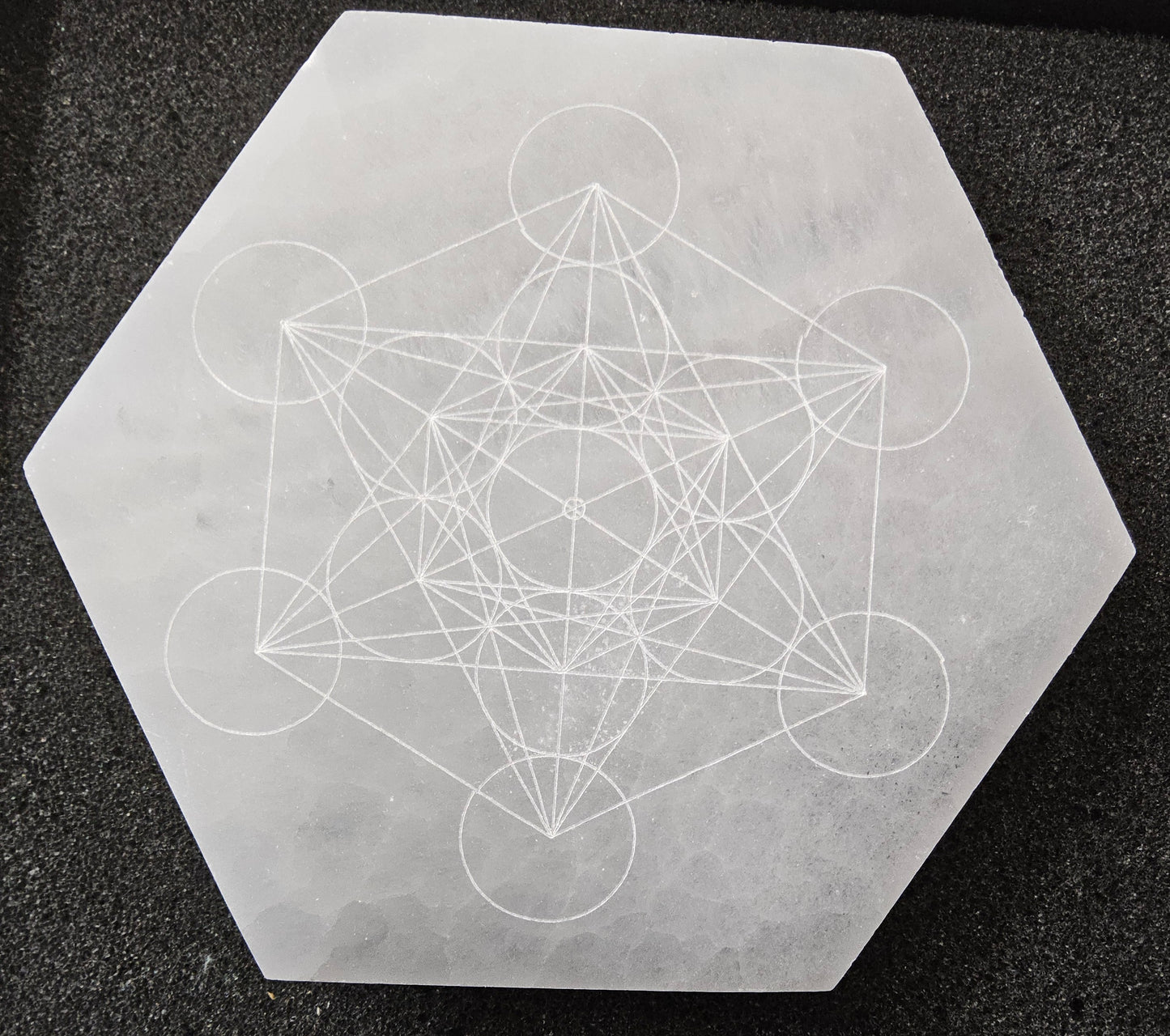 Sélénite du Maroc plaque cœur ou ronde 14cm