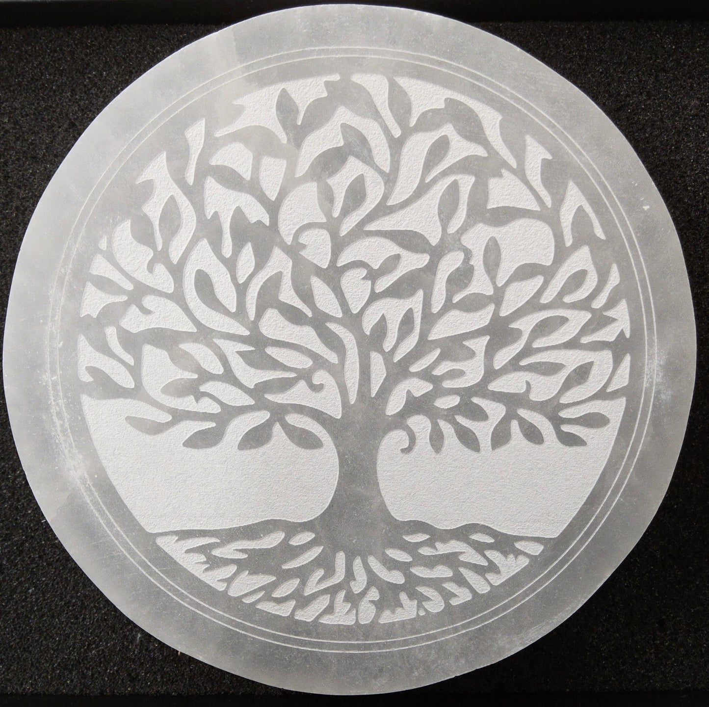 Sélénite du Maroc plaque cœur ou ronde 14cm