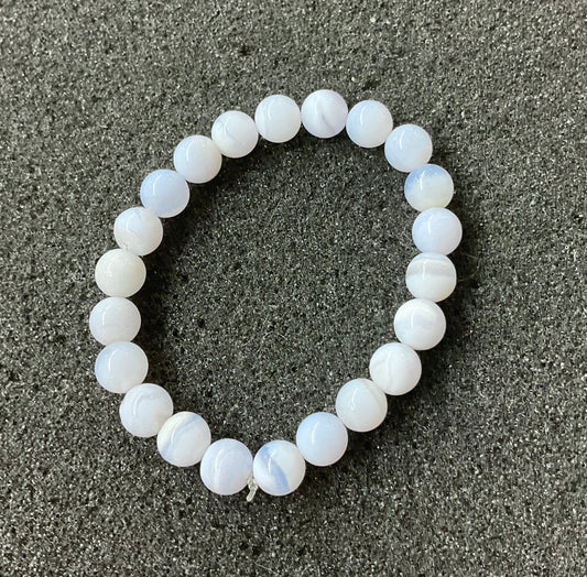 Bracelet en calcédoine bleue