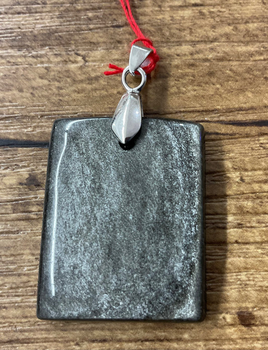 Pendentif en obsidienne argentée