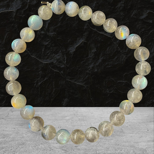 Bracelet en labradorite : perles de 6, 8 ou 10 mm avec ou sans breloques