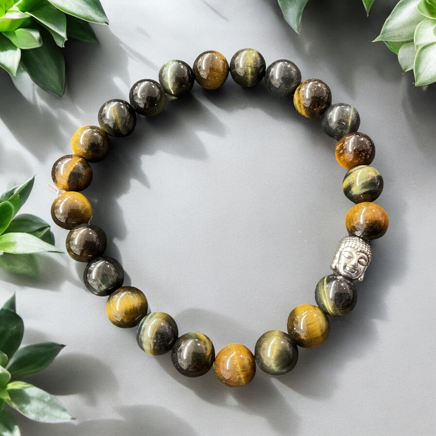 Bracelet œil de faucon et breloque Bouddha