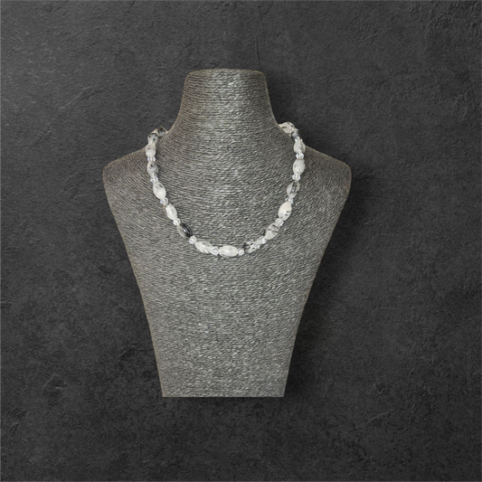 Collier en quartz tourmaline et perles de cristal de roche 4mm