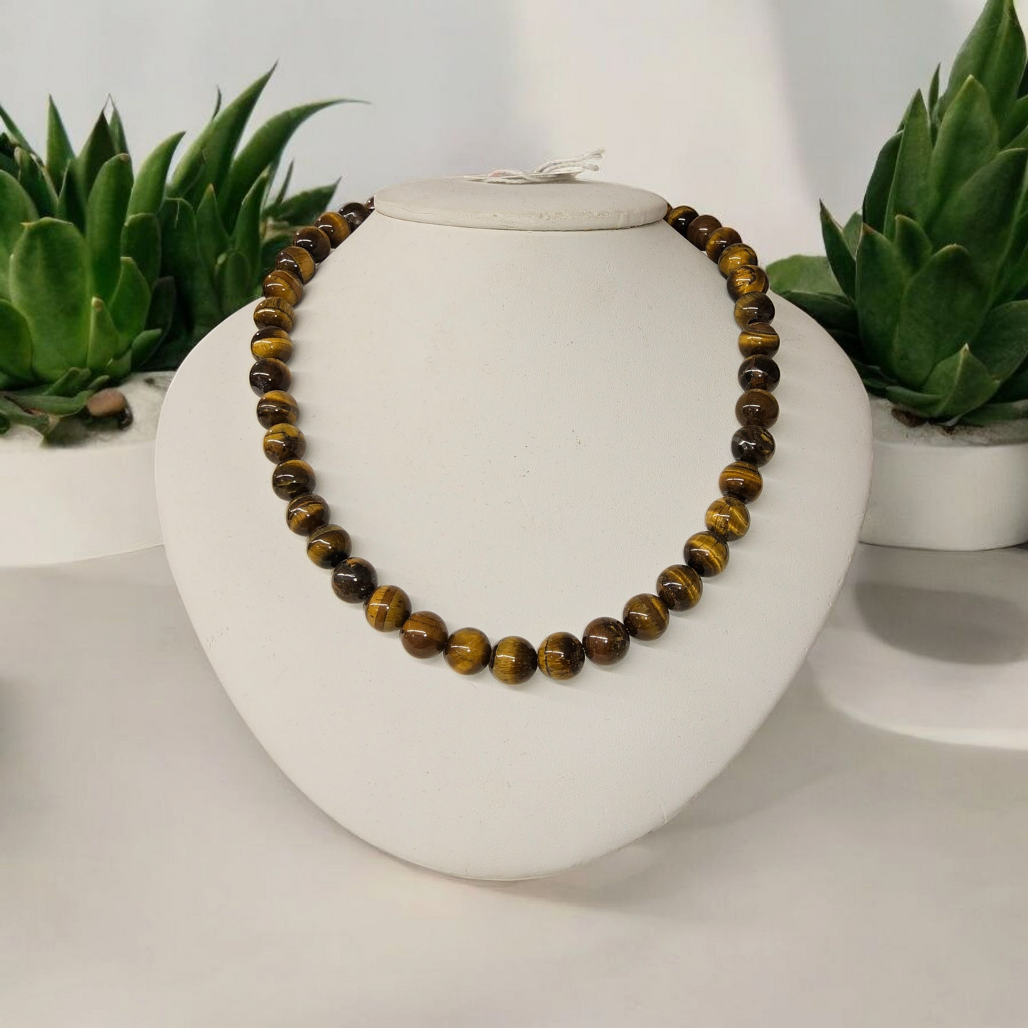 Collier œil de tigre avec perles de 10mm