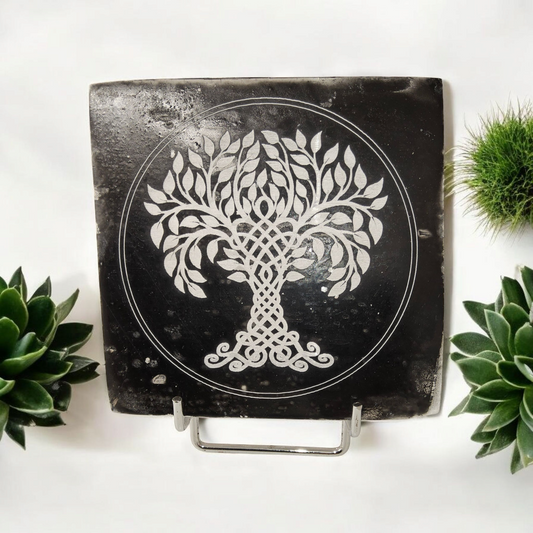 Sélénite du Maroc plaque cœur ou ronde 14cm