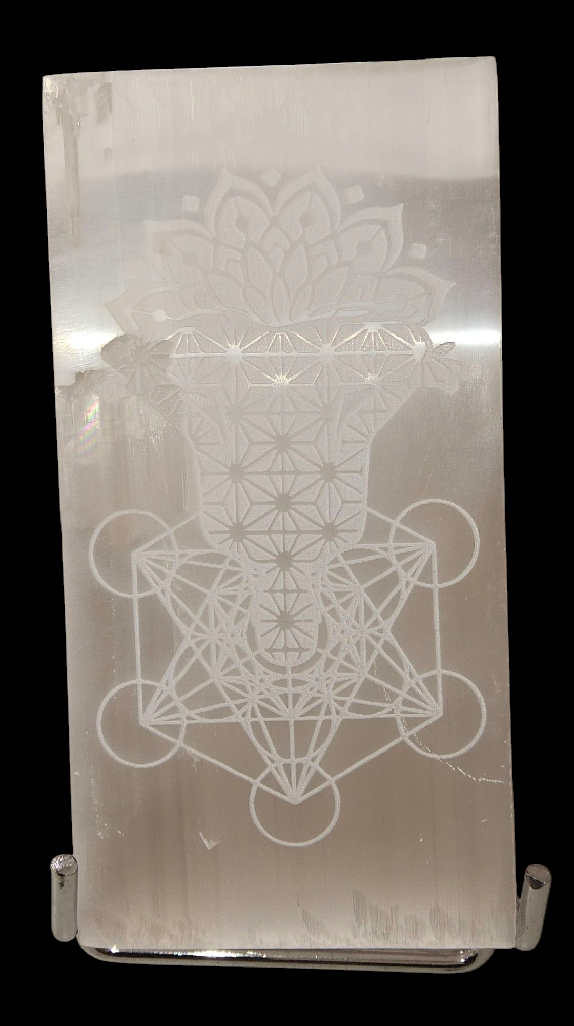 Sélénite du Maroc plaque cœur ou ronde 14cm
