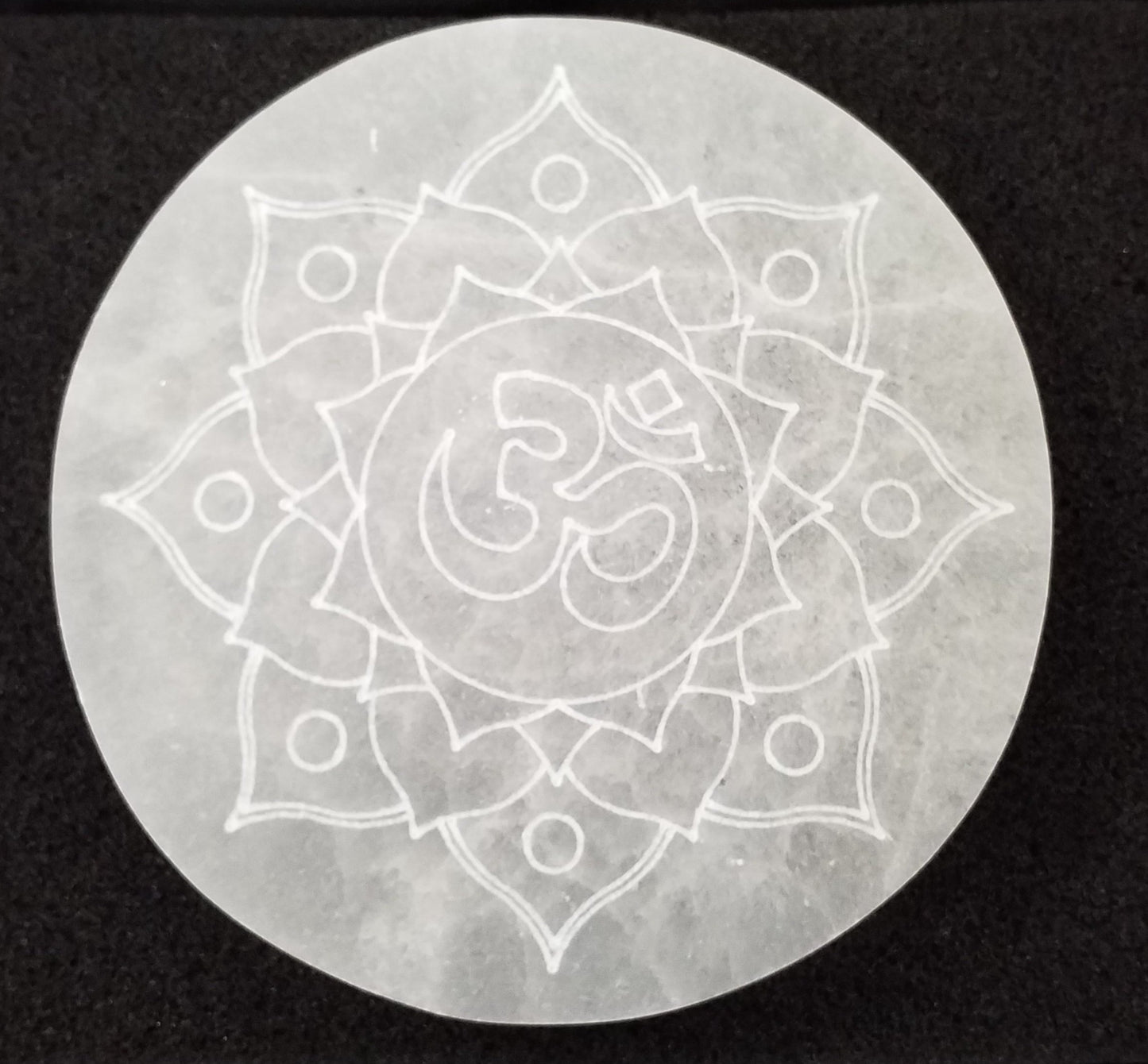 Sélénite du Maroc plaque cœur ou ronde 14cm