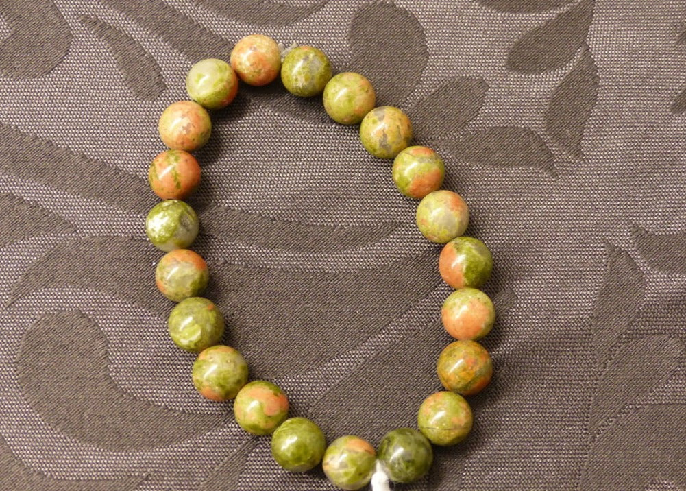 Bracelet en jaspe unakite perles de 8mm