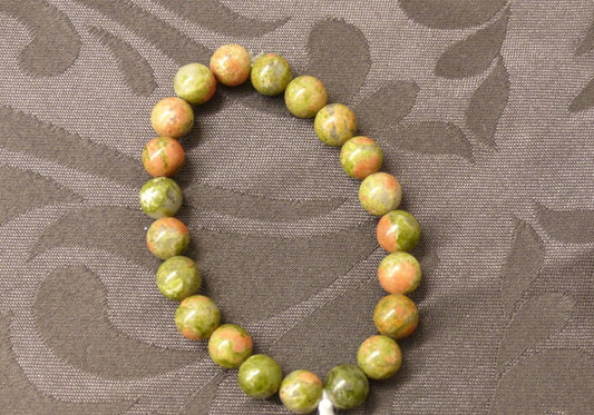 Bracelet en jaspe unakite perles de 8mm