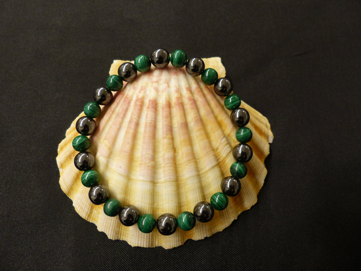 Bracelet homme malachite et magnétite