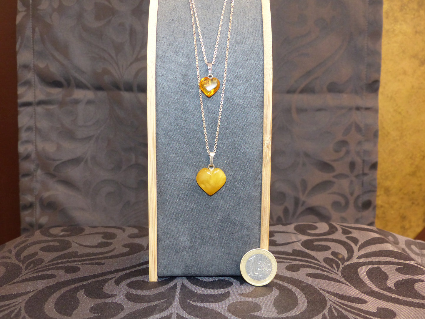 Pendentifs cœur en ambre petit et grand modèle