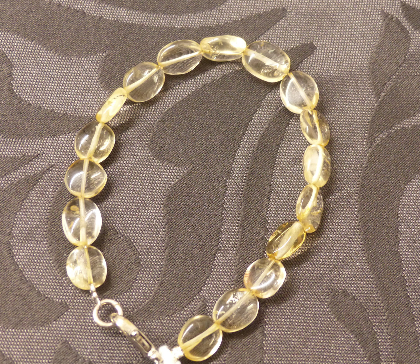 Bracelet en citrine naturelle et perles plates