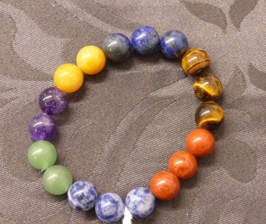 Bracelet 7 chakras en perles de 8mm et 10mm