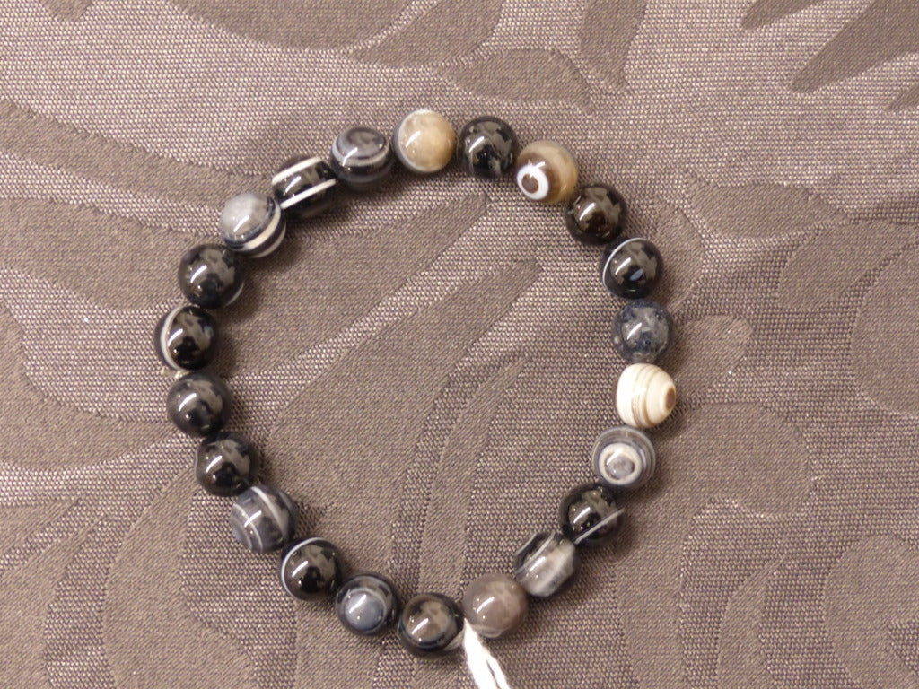 Bracelet en agate œil perles 8 mm ou 10 mm