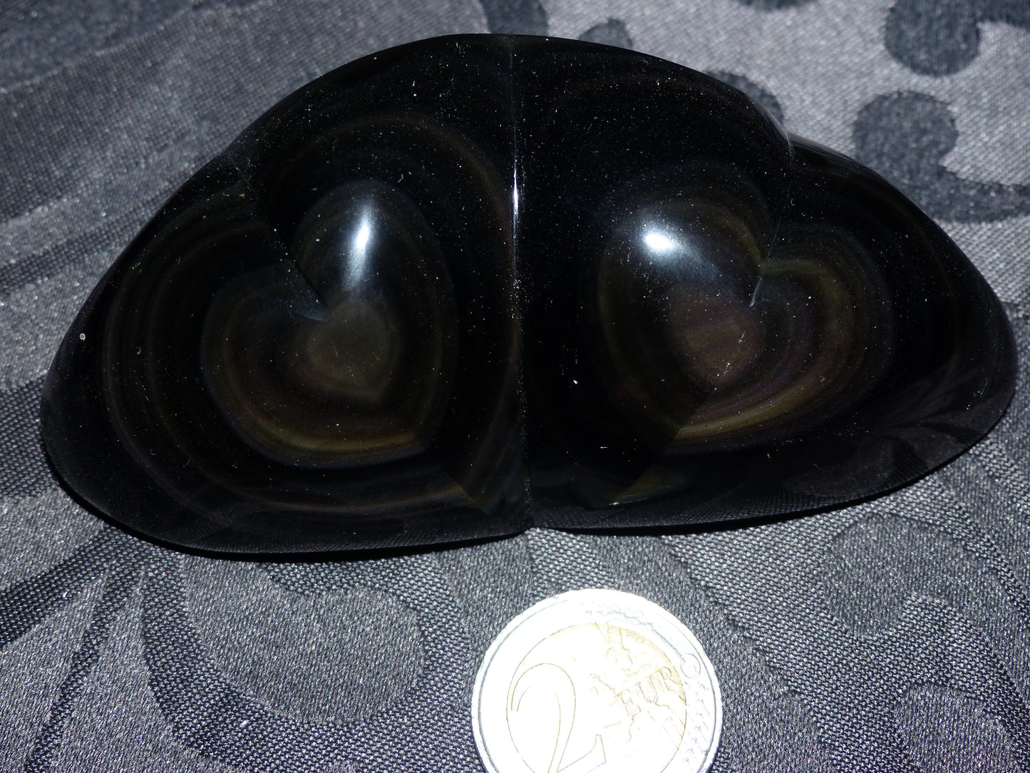 Obsidienne œil céleste double cœur du Mexique