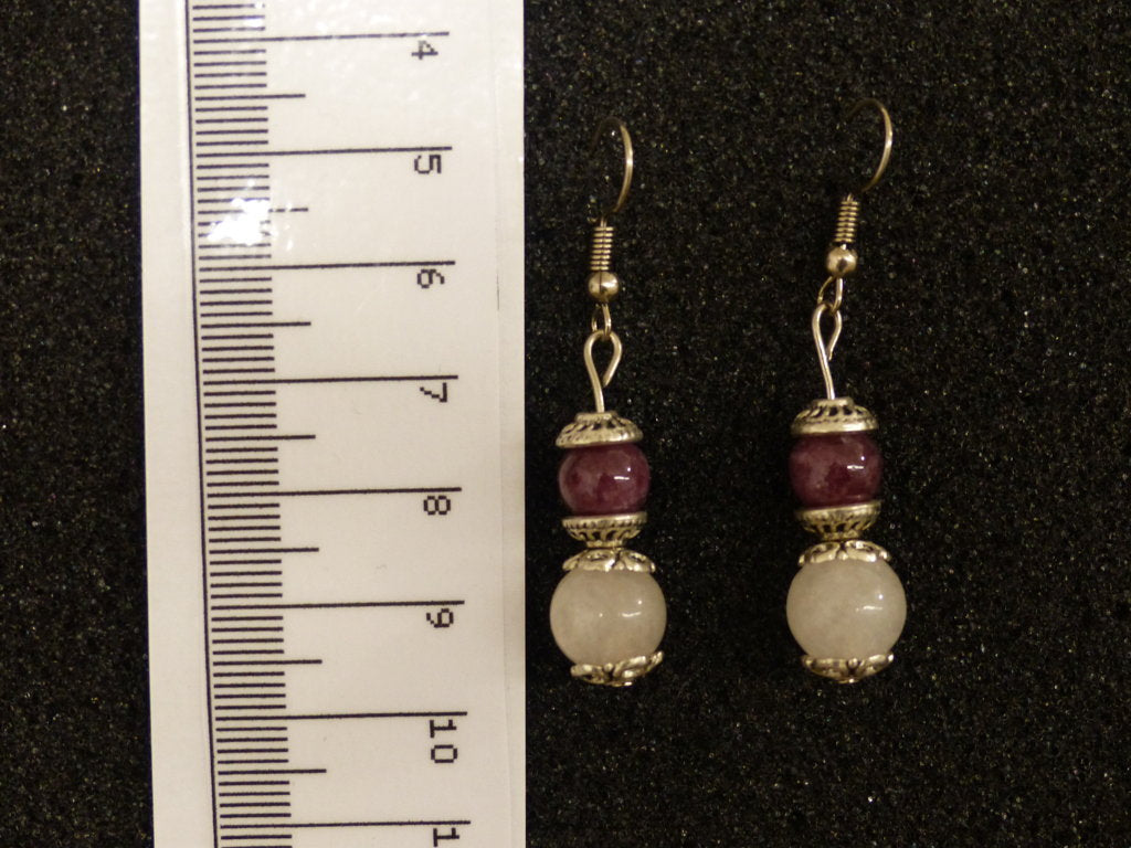 Boucles d'oreilles en quartz rose et lépidolite