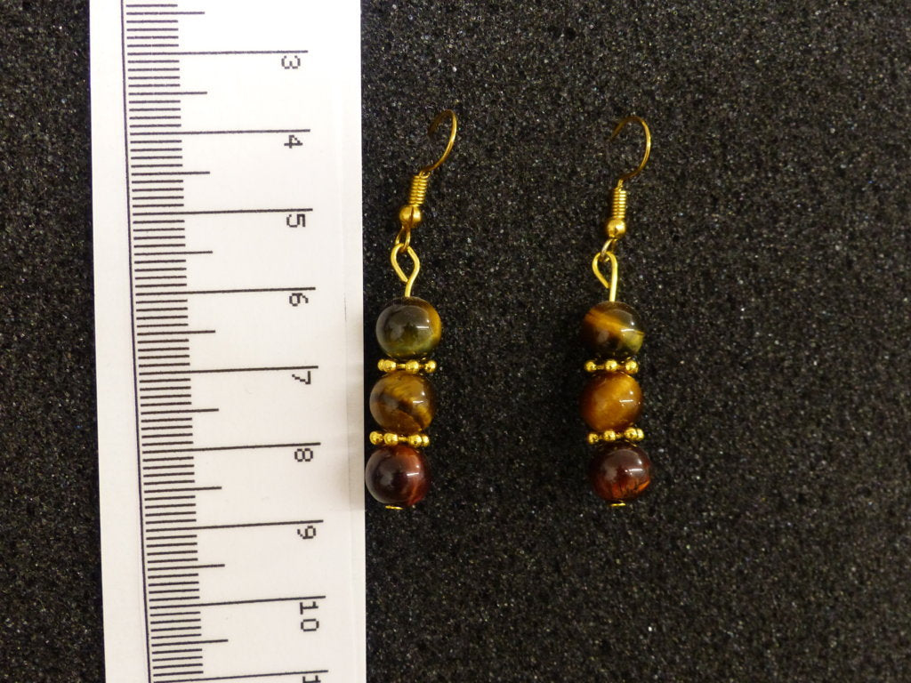Boucles d'oreilles en œil de tigre, œil de taureau, œil de faucon