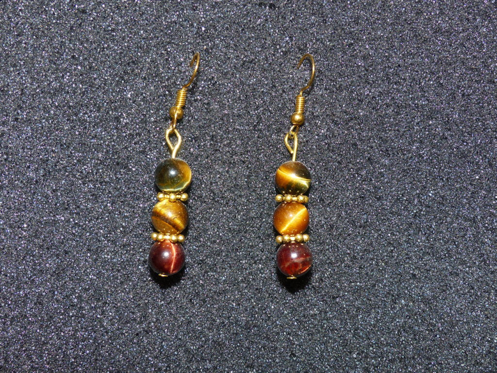 Boucles d'oreilles en œil de tigre, œil de taureau, œil de faucon