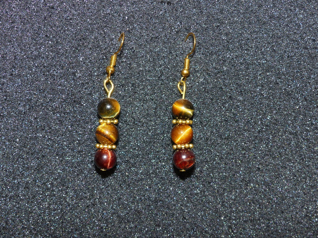 Boucles d'oreilles en œil de tigre, œil de taureau, œil de faucon