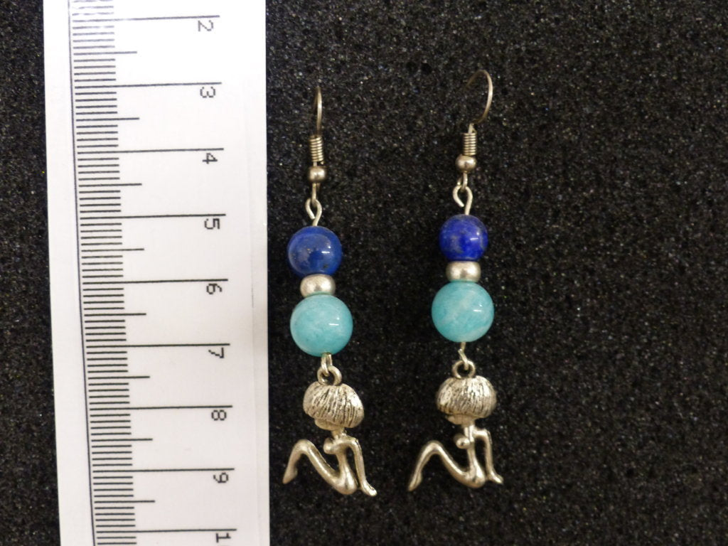 Boucles d'oreilles en amazonite et lapis lazuli