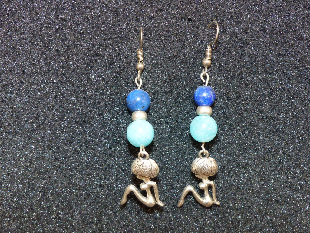Boucles d'oreilles en amazonite et lapis lazuli