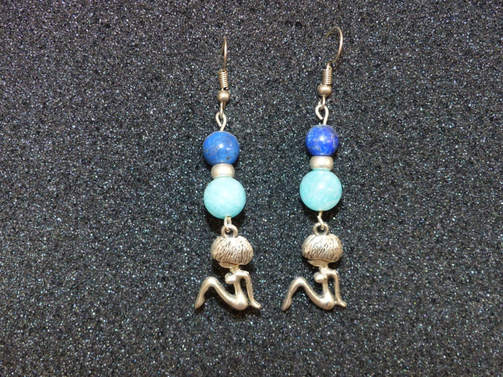 Boucles d'oreilles en amazonite et lapis lazuli