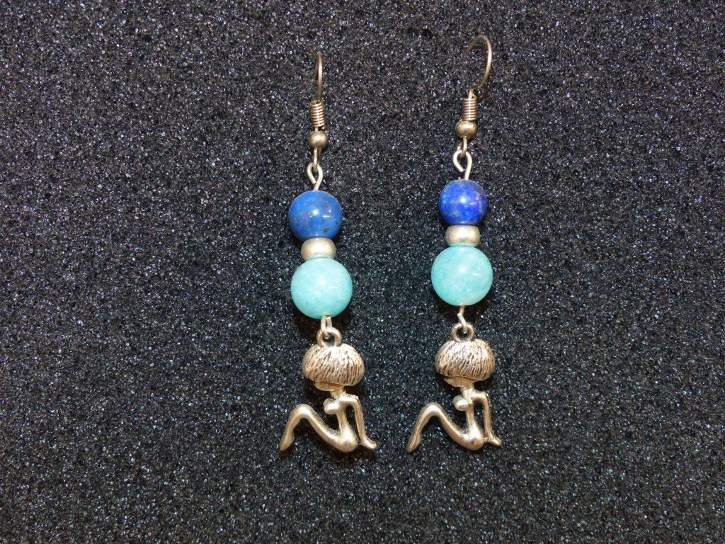 Boucles d'oreilles en amazonite et lapis lazuli