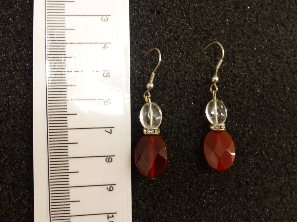 Boucles d'oreilles en cornaline facettée et cristal de roche