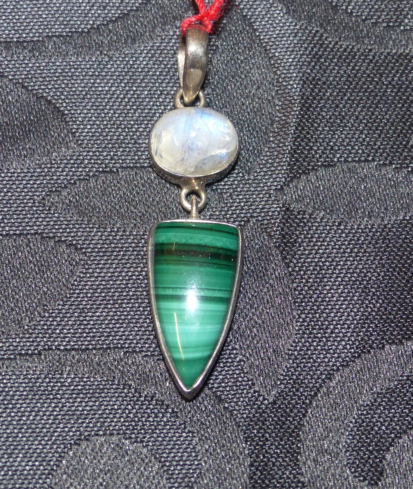 Pendentif malachite & pierre de lune