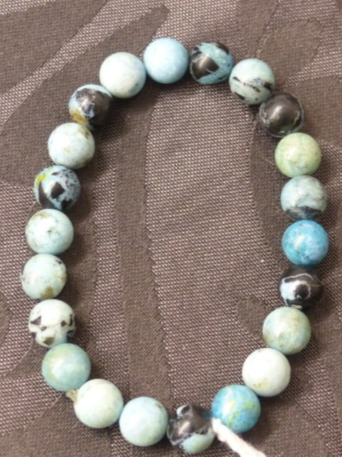 Bracelet en opale bleue des Andes (Pérou) perles de 8mm