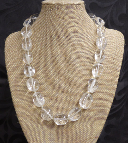 Collier en grosses perles de cristal de roche de 50cm