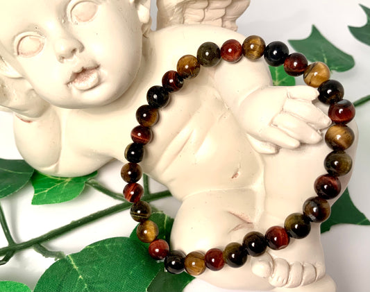 Bracelet triple protection "3 œils" en perles 6mm, 8 mm ou 10 mm