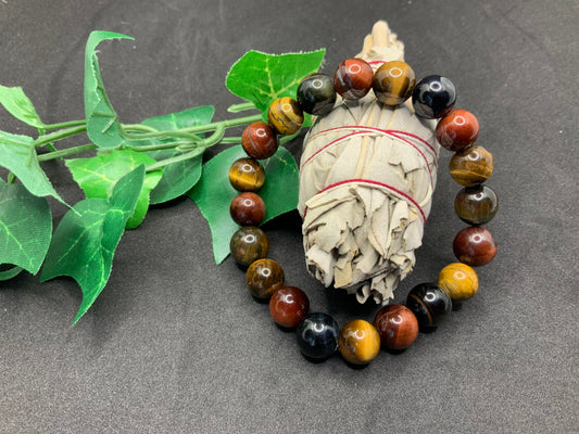 Bracelet triple protection « 3 œils » en perles de 8 ou 10 mm