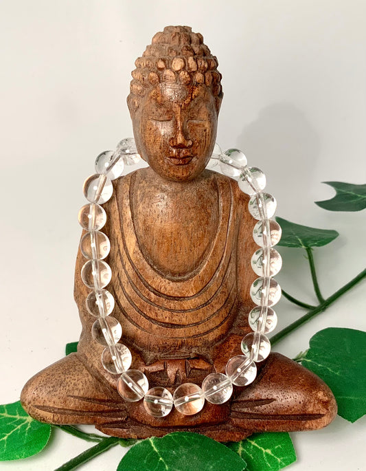 Bracelet en cristal de roche (perles 10mm, 8 mm ou 6 mm)