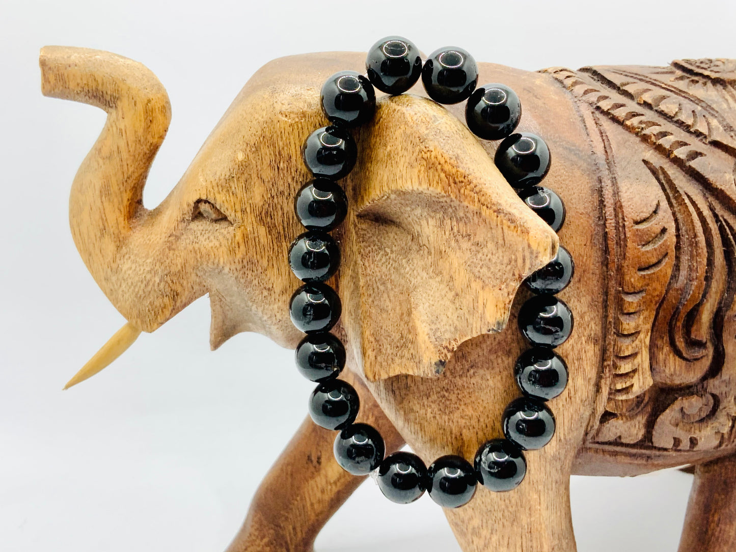 Bracelet en tourmaline noire (perles 6 mm, 8 mm ou 10 mm)