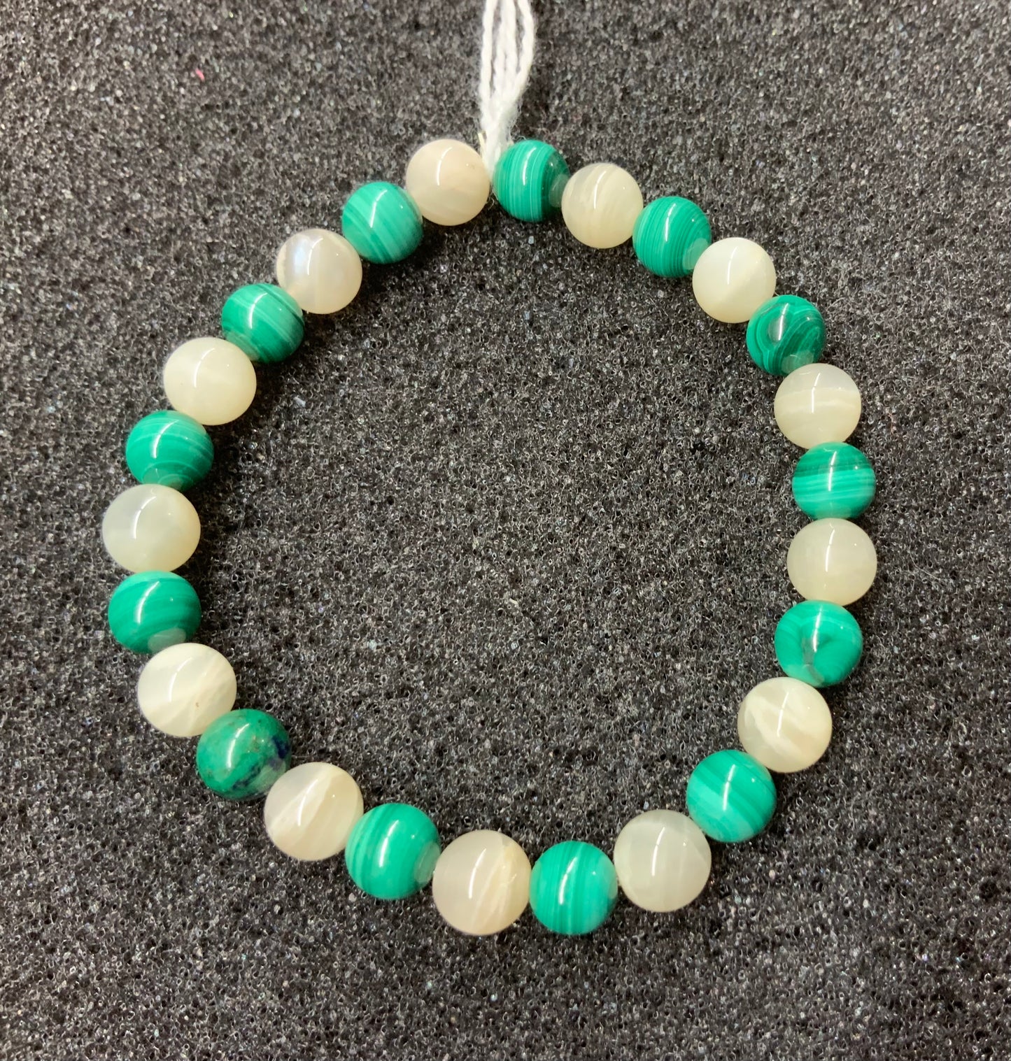 Bracelet « douleurs menstruelles » : malachite et pierre de lune péristérite