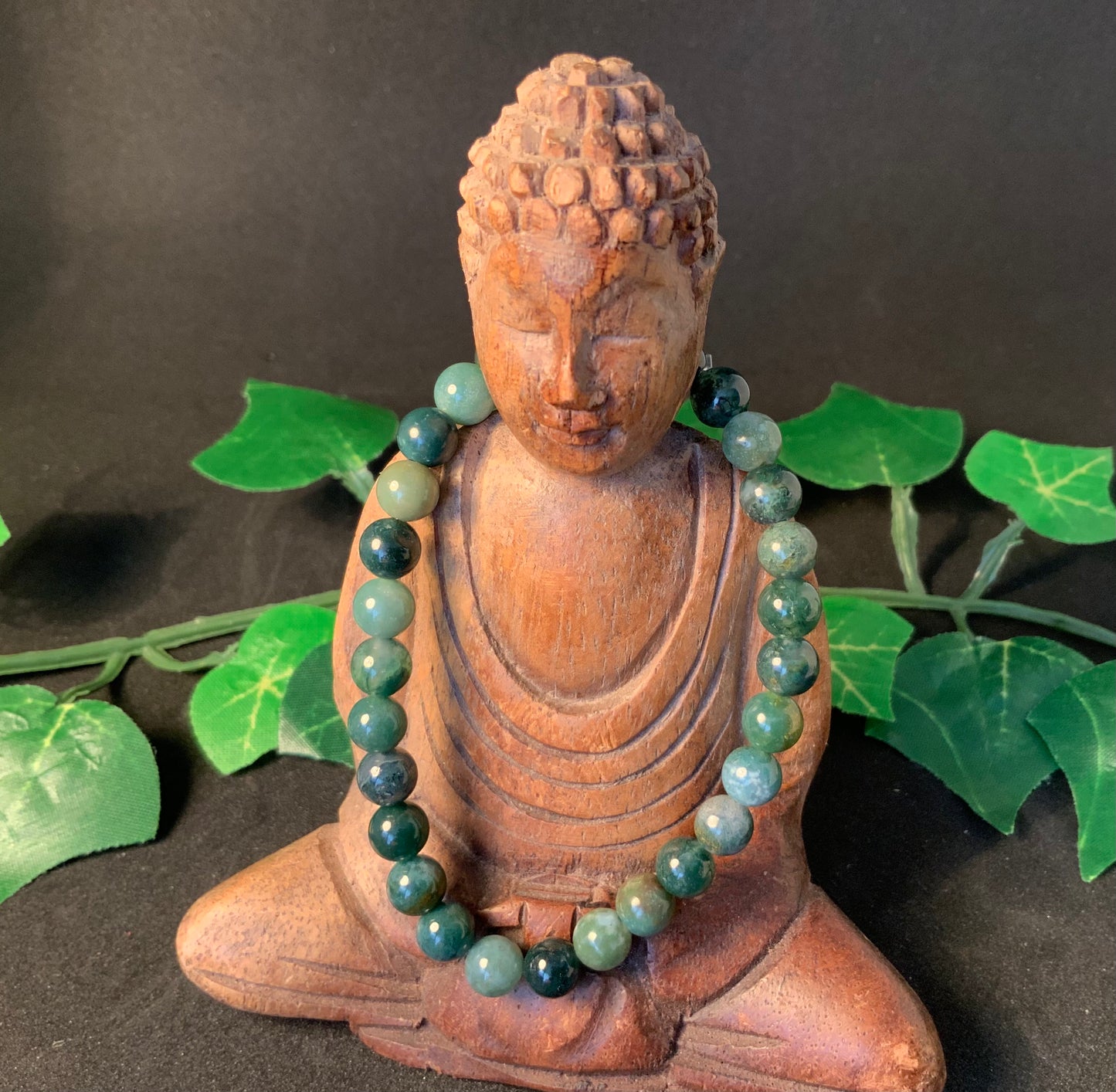 Bracelet en agate mousse, perles de 6, 8 ou 10 mm