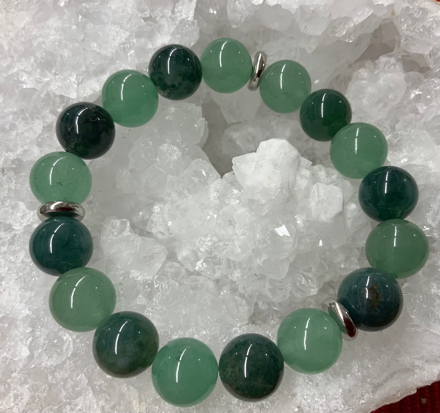 Bracelets aventurine-agate mousse