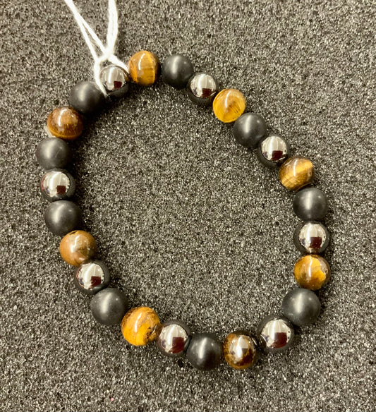 Bracelet triple protection perles 8 ou 10 mm