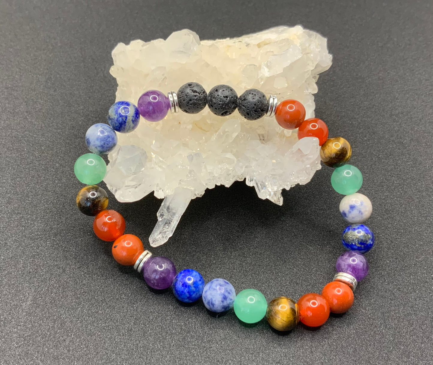 Bracelet 7 chakras en perles de 8mm