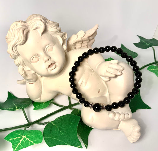 Bracelet en tourmaline noire (perles 6 mm, 8 mm ou 10 mm)