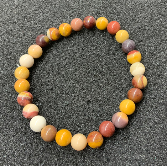 Bracelet en jaspe mokaïte perles de 6, 8 ou 10 mm