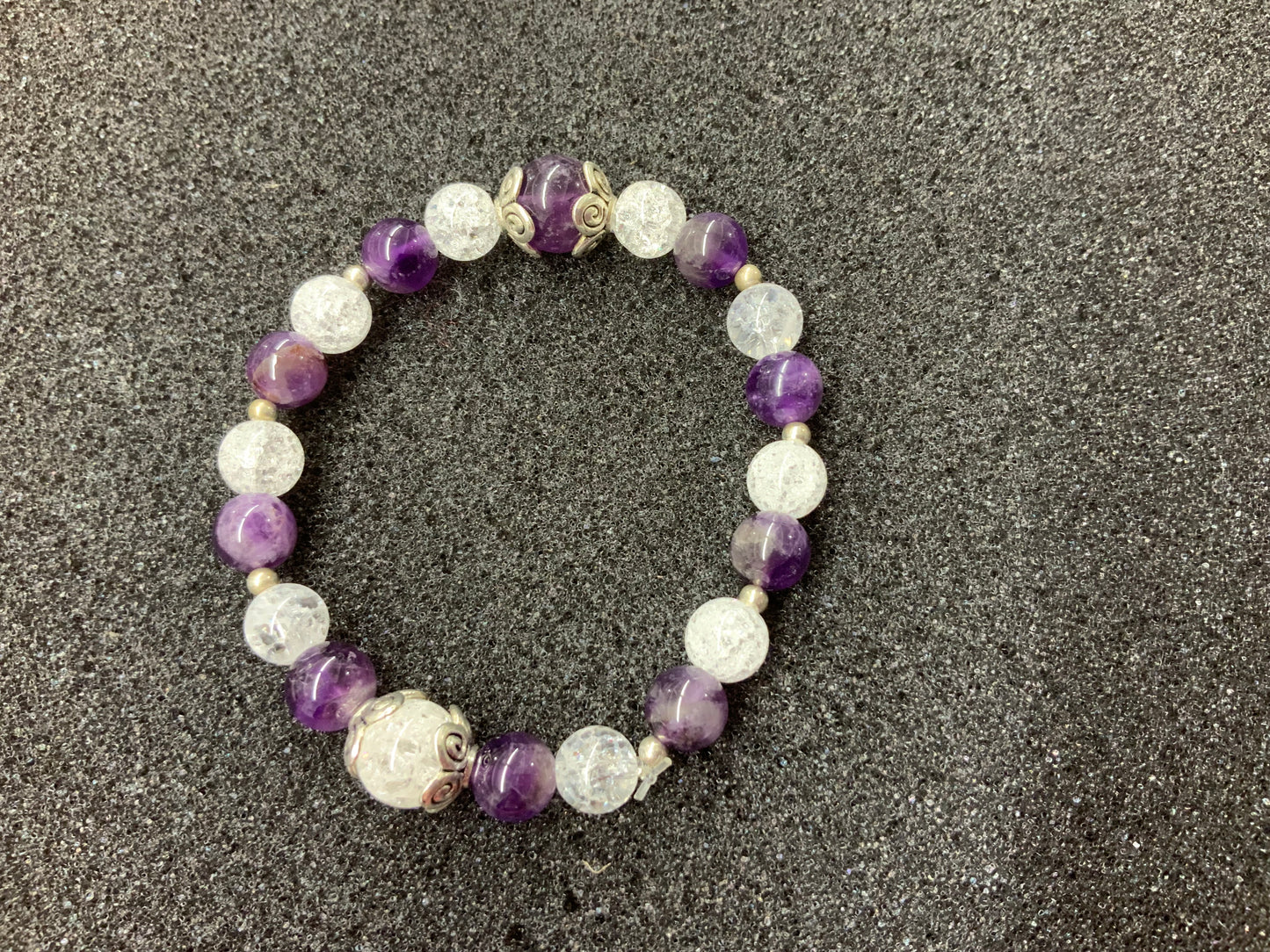 Bracelet améthyste et cristal de roche craquelé