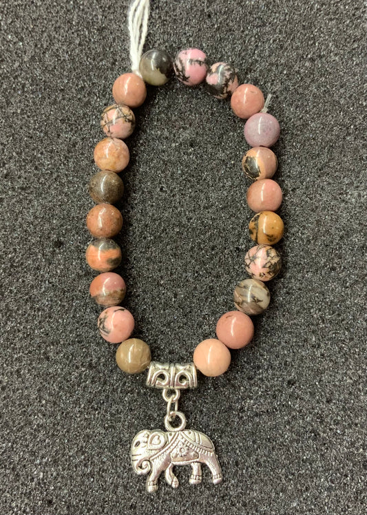 Bracelet en rhodonite perles 8 mm, avec ou sans breloques