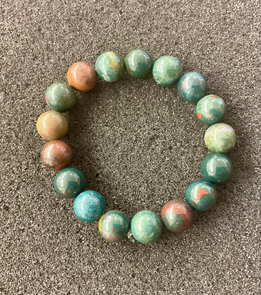 Bracelet en jaspe héliotrope (jaspe sanguin)