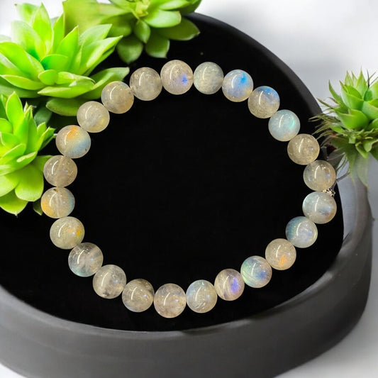 Bracelet en labradorite qualité classique: perles de 6, 8 ou 10 mm avec ou sans breloques