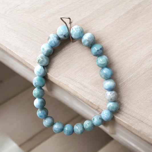 Bracelet en perles de larimar 8mm