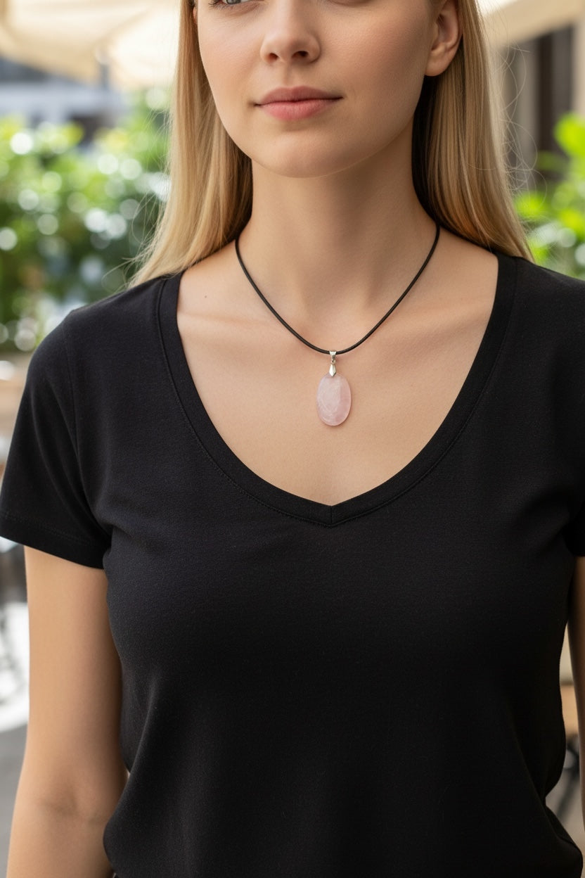 Pendentif en quart rose