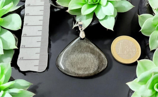 Pendentif en obsidienne argentée