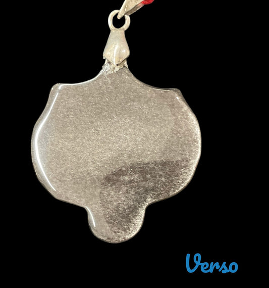 Pendentif tigre en obsidienne argentée